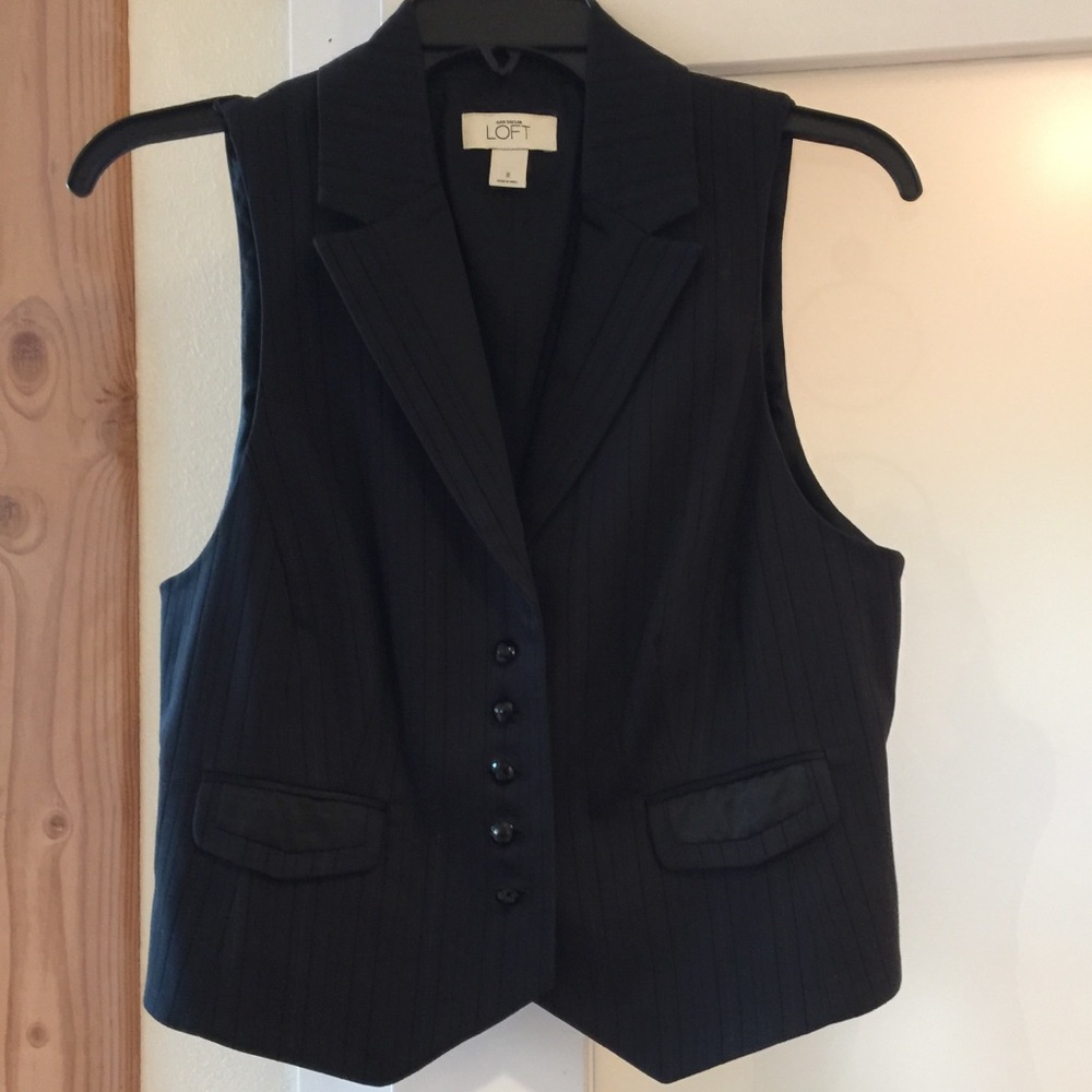 Black dressy button up vest by Loft